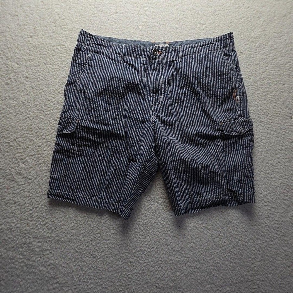 Tommy Bahama Cargo Shorts Mens 40 Blue Striped Cotton Flat Front 11 Inseam
